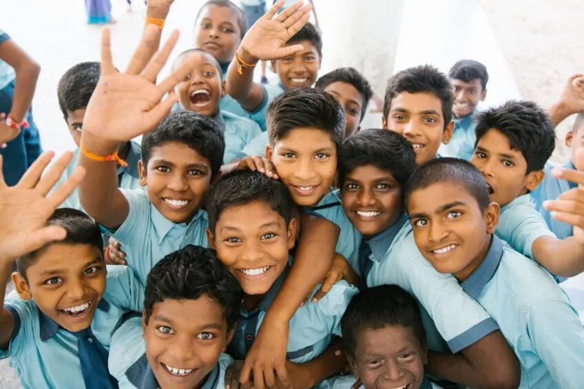 Group of smiling Hispanic boys